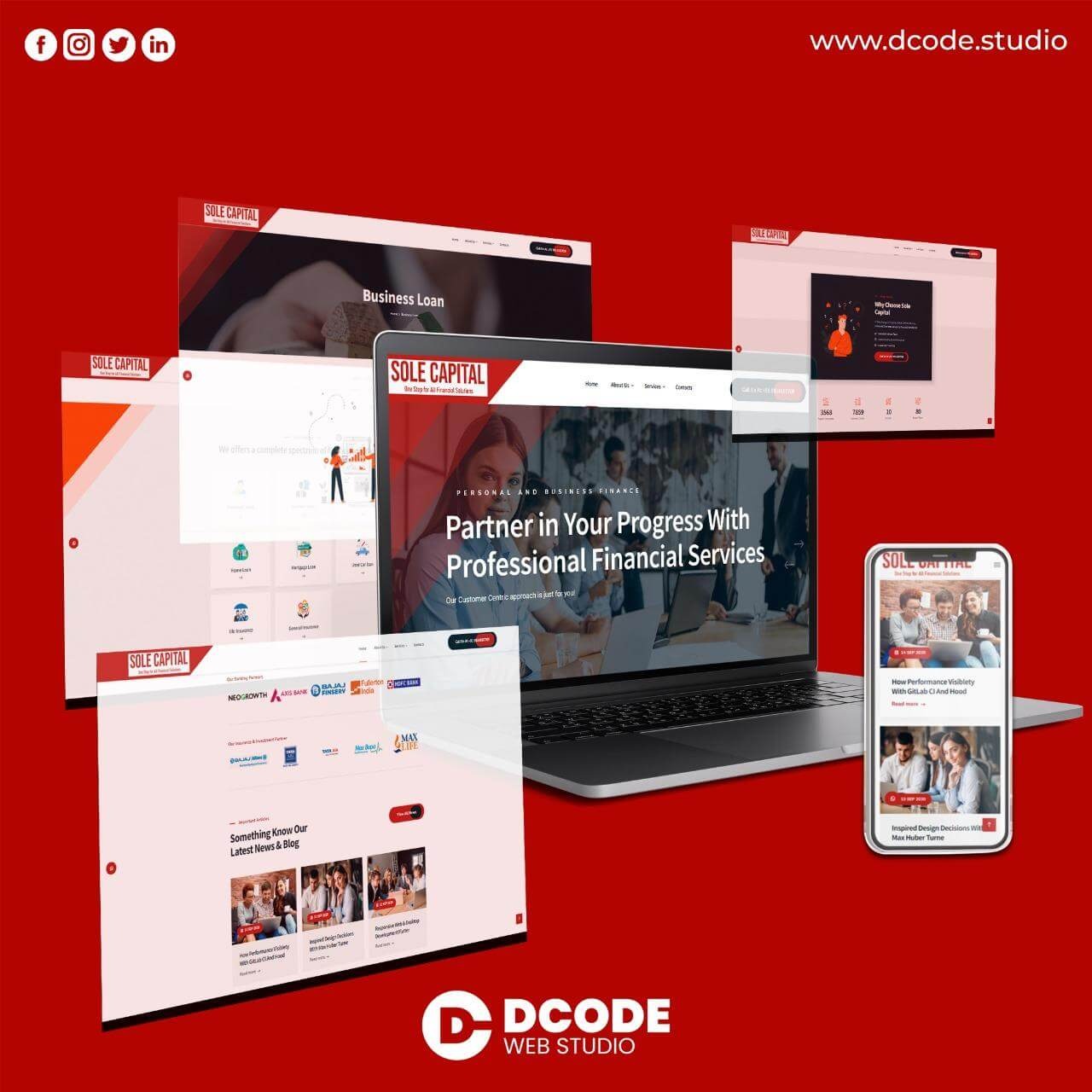 Sole Capital Website Mockup in Laptop, Mobile, and Tablet sizes, Sole Capital Website Mockup created by Dcode Web Studio, Sole Capital Website Designed and Developed by Dcode Web Studio Ahmedabad